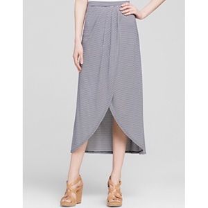 MINKPINK Faux Wrap Midi Skirt | White Navy